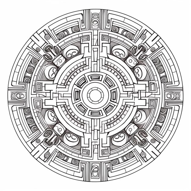a circular drawing of a circular design with geometric designs generative ai