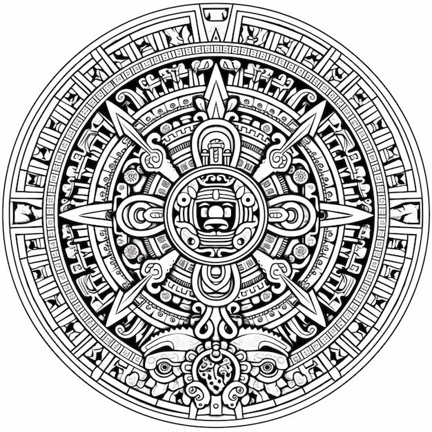 Premium AI Image | a circular drawing of a sundialh with intricate ...