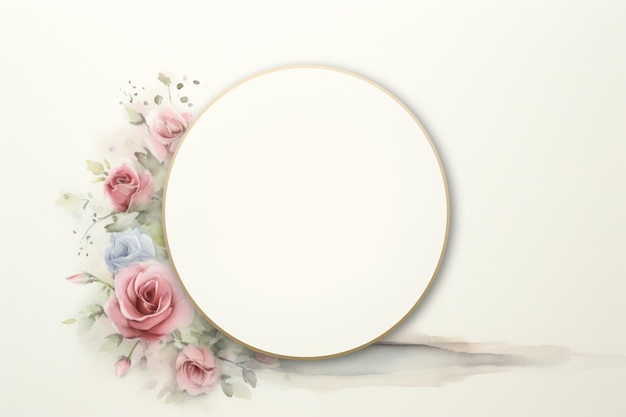 Circular flower frame on white