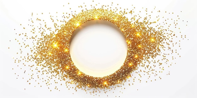 Photo the circular frame of golden glitter sparkle particles generative ai