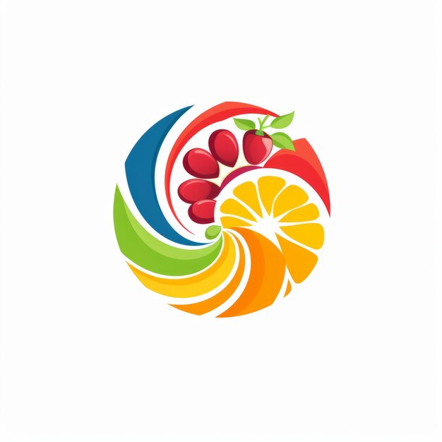 Foto circular fusion un logo di barretta di succhi vettoriale minimalista e semplice con strati di frutta a fette