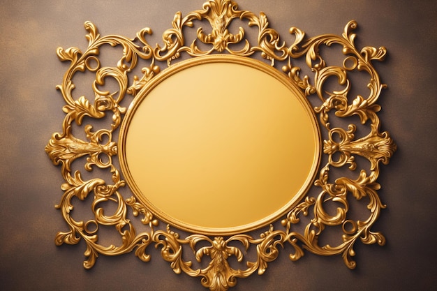 circular golden frame with decorations