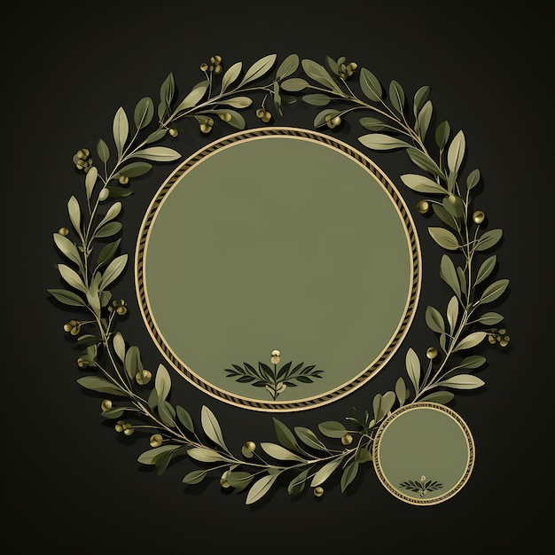 Circular Greek Pattern Tag Card Olive Green Color Palette Pa 2D Design Creative Old Traditional