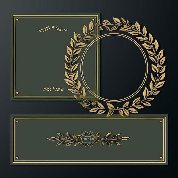 Circular Greek Pattern Tag Card Olive Green Color Palette Pa 2D Design Creative Old Traditional