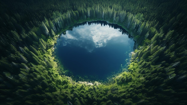 Photo a circular hole in the middle of a forest