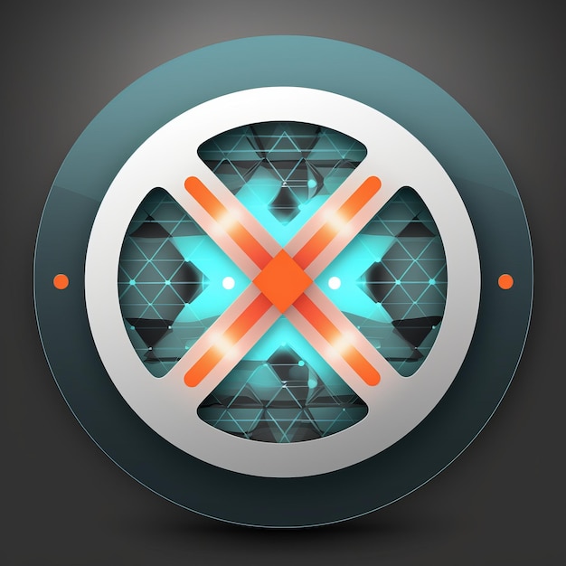 a circular icon with an x in the middle of it