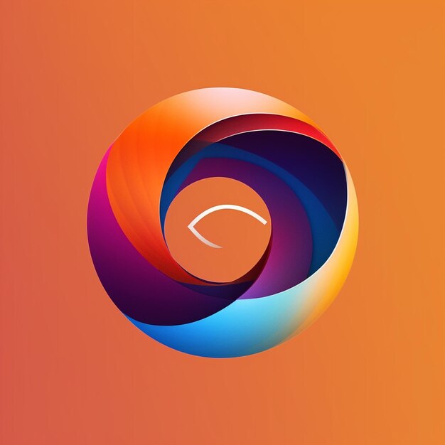 A circular logo flat and very simple gradient multi design on colorful background