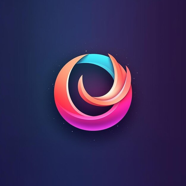 A circular logo flat and very simple gradient multi design on colorful background