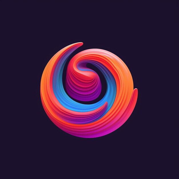 A circular logo flat and very simple gradient multi design on colorful background