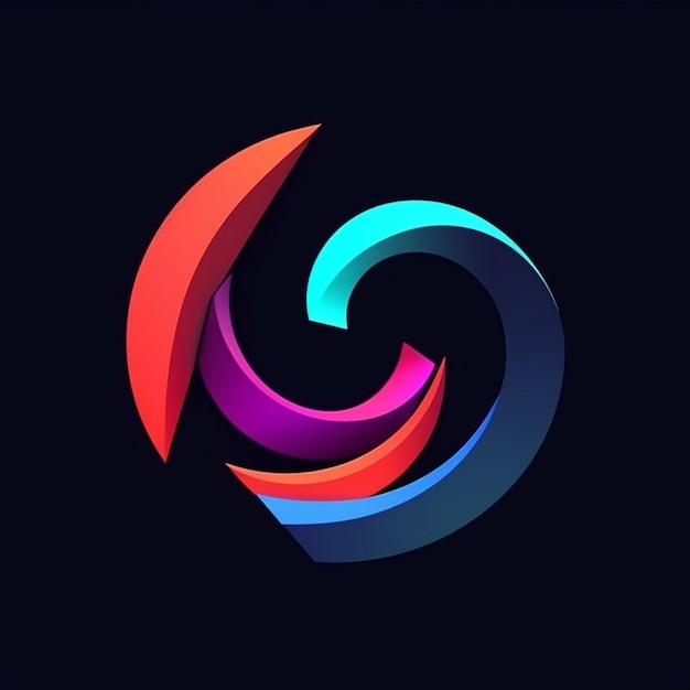 A circular logo flat and very simple gradient multi design on colorful background