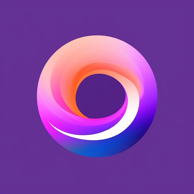 A circular logo flat and very simple gradient multi design on colorful background