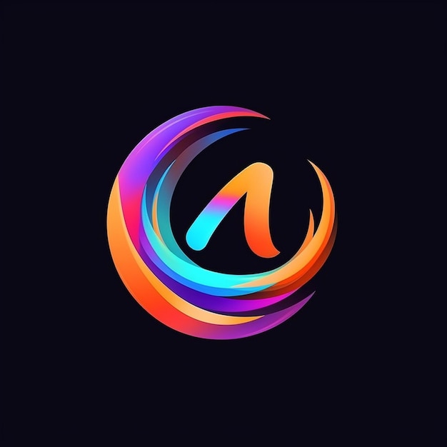 A circular logo flat and very simple gradient multi design on colorful background