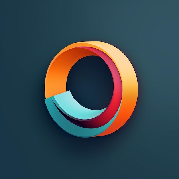 A circular logo flat and very simple gradient multi design on colorful background