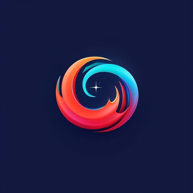 Photo a circular logo flat and very simple gradient multi design on colorful background