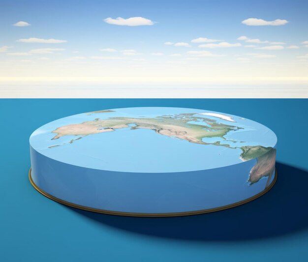 世界の地図が描かれた円形の物体