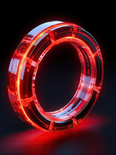 a circular object with red lights