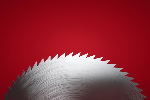 Circular saw blade side view red background