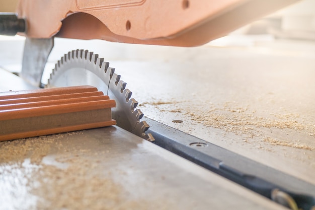 circular saw at a furniture factory.