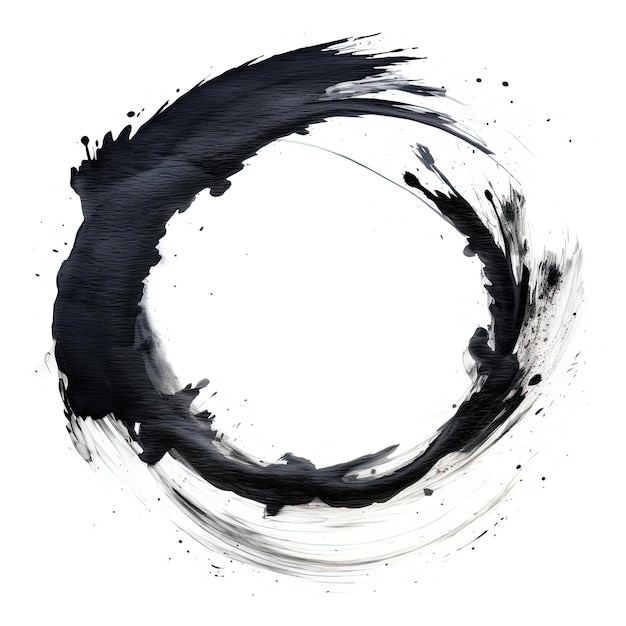 a circular shape of an eraser written in a brush on white background in the style of zeninspired in