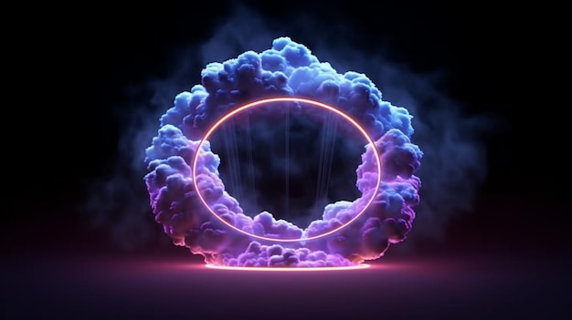 Photo a circular shaped object with smoke coming out of it generative ai
