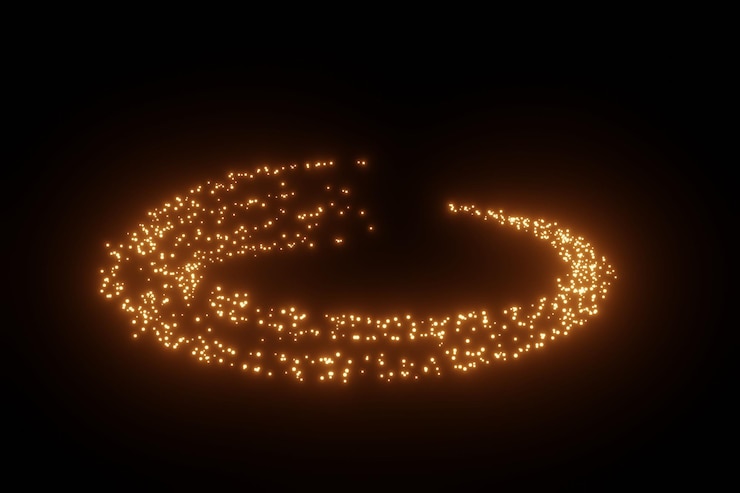 Photo circular sparks effect scattered stars rotating flames