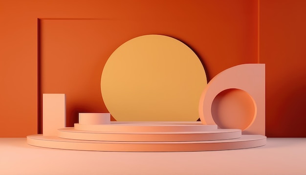 Circular Stage with Soft Tones and Striking Colors