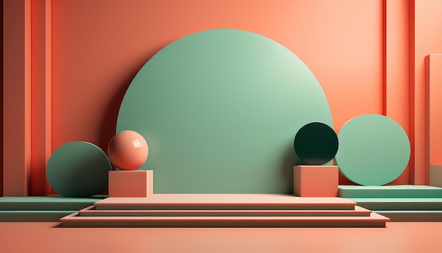 Circular Stage with Soft Tones and Striking Colors