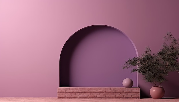 Circular Stage with Soft Tones and Striking Colors