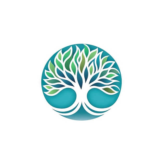 Circular Tree of Life Logo on White Background AI Generated