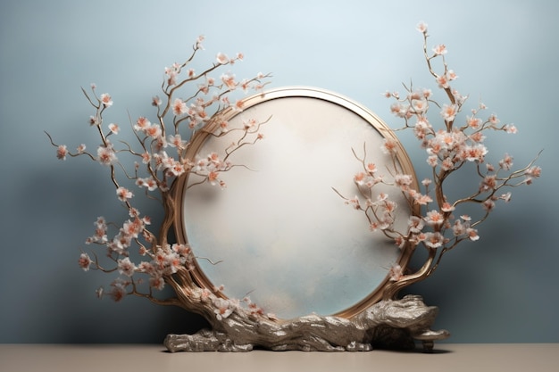 circular wall frame with flowers