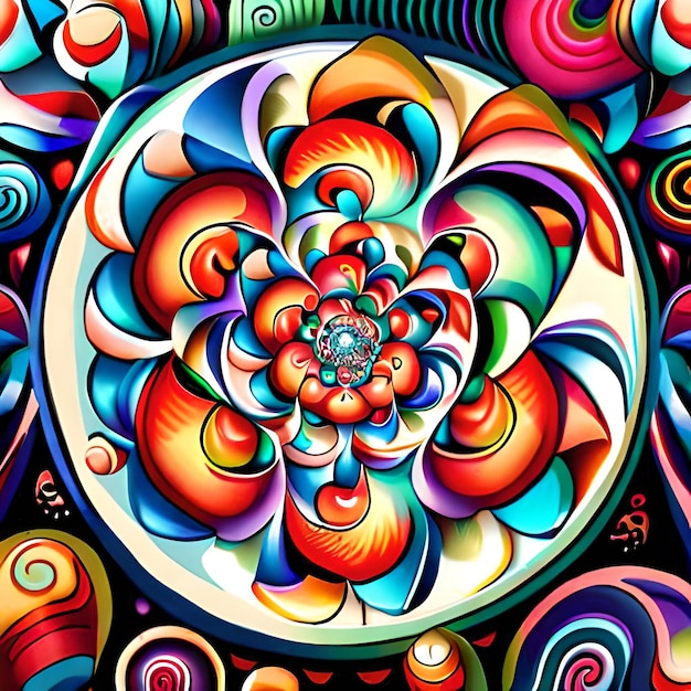 Circular watercolor psychedelic style that features a spiral effect AI Generated Use web and any type of design projects