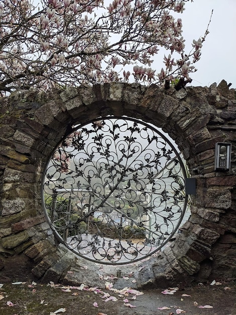 A circular window with the words " the word " on it "