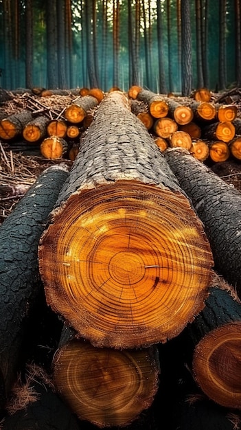 Circular wooden log essential for furniture industry lumber concept Vertical Mobile Wallpaper