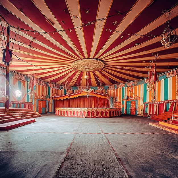 Circus arena round stage for performance carnival show Generative Ai