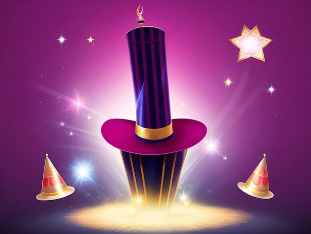 Photo circus magician top hat and magic wand trick