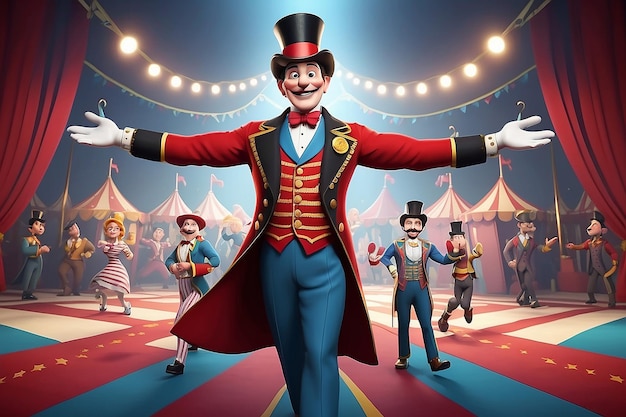 Foto illustrazione del personaggio dei cartoni animati circus ringmaster