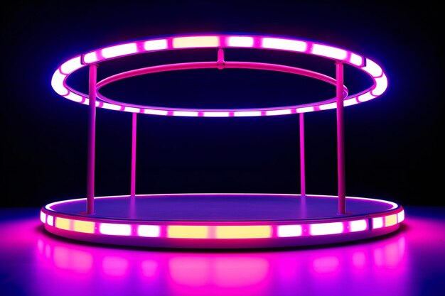 Circus stage with neon lights on a black background