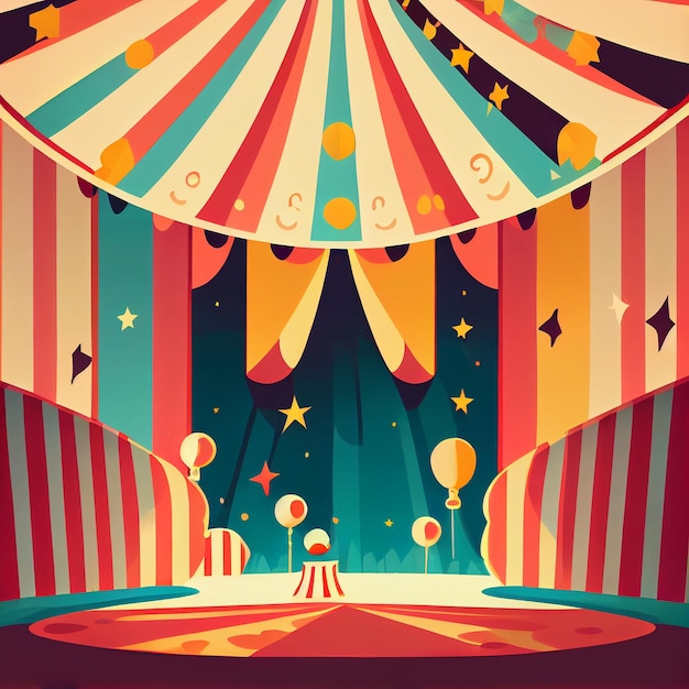 Circus Tent Cartoon invitation Illustration Generative AI