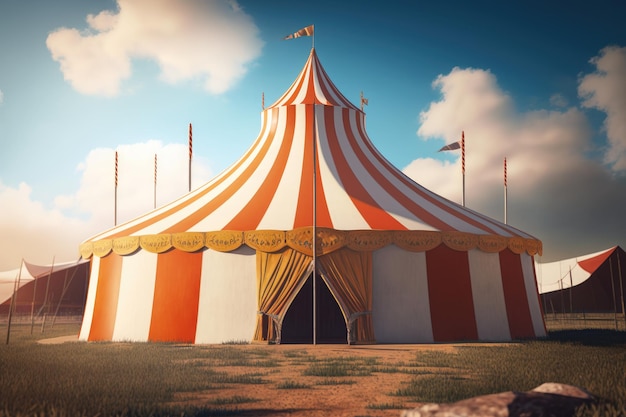 Circus tent front view retro circus tent AI