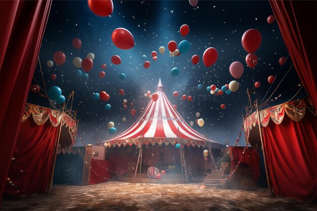 Фото Цирковая палатка с воздушными шарами и конфетами