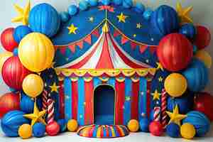 Photo a circus tent with a circus tent and balloons on it