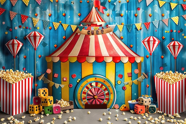 Photo a circus tent with a red and yellow striped top and a red and white striped top