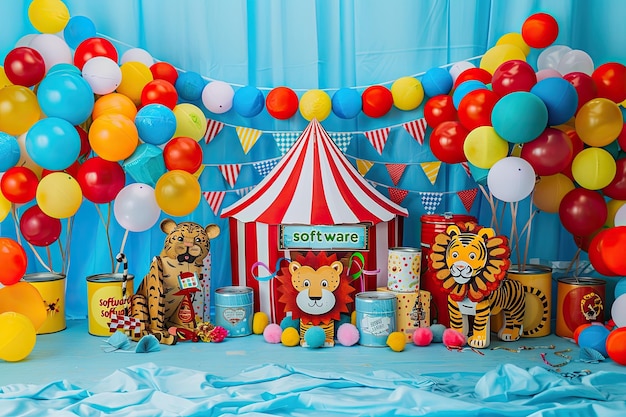 Photo a circus tent with a tiger and tiger on the top