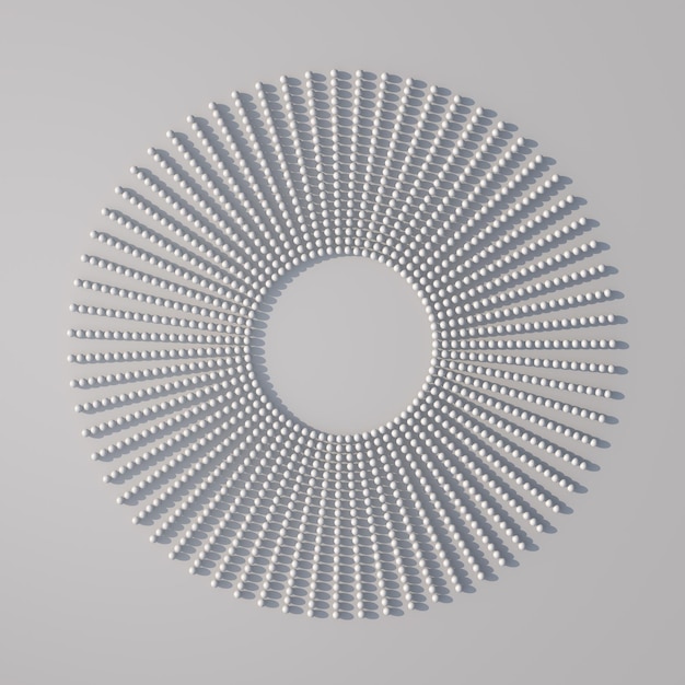 Cirkel met witte deeltjes Abstracte zwart-wit 3d illustratie geeft terug