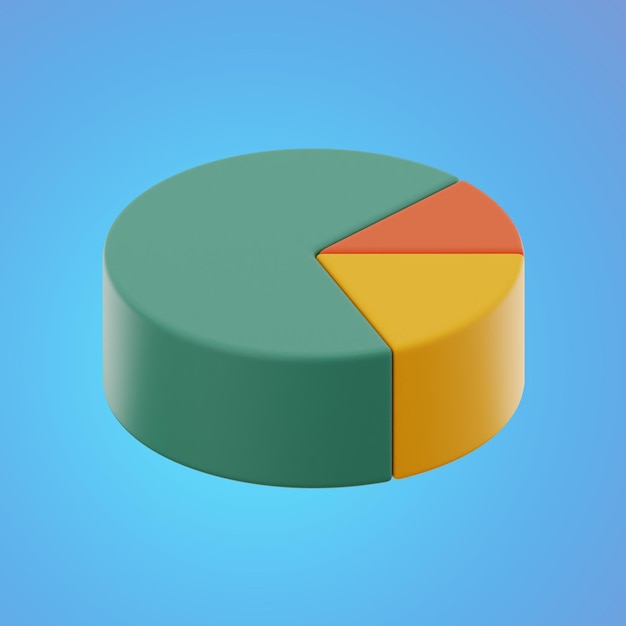 cirkeldiagram premium gebruikersinterface ontwerp pictogram 3D-rendering op geïsoleerde achtergrond