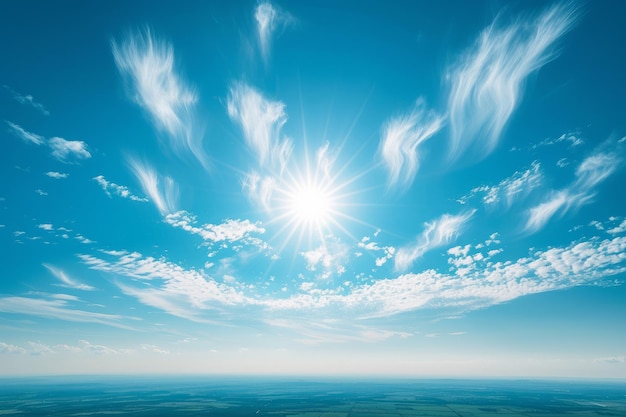 Cirrus clouds in the blue sky