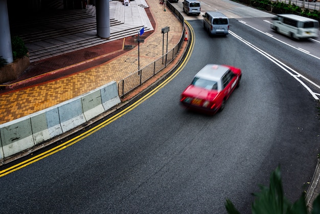 Cities, modern buildings and roads, running cars