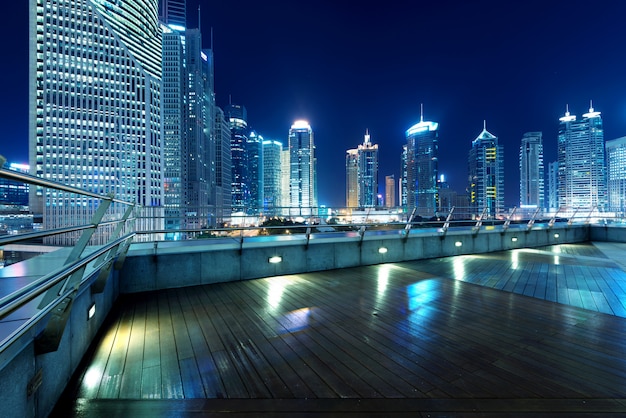 Cities of skyscrapers at night