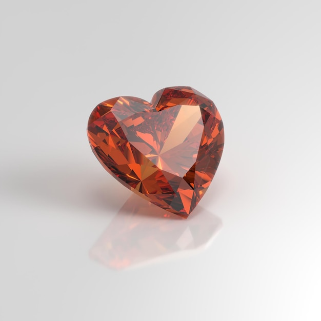 Citrine gemstone heart 3D render