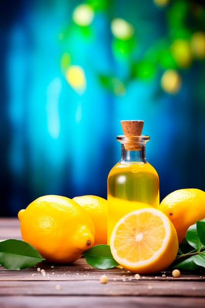 citroen essentiële olie in een fles Generative AI Spa